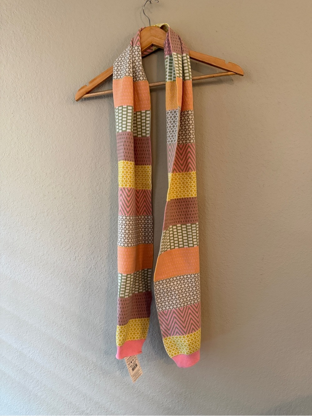Multicolor Patterned Knit Scarf - Pink, Orange, Yellow World Softest Scarf NWT